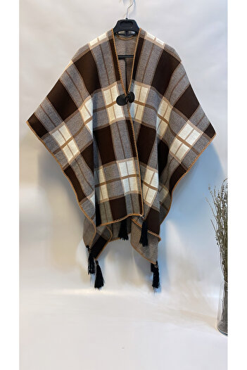 Onur Poncho - Woven Fabric Knitwear Hijab Poncho Winter with Buttons Keeps Warm Outerwear Quality Fashion Store