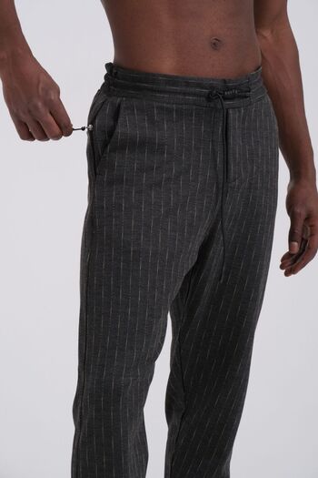 RELAXL Elastic Waist Striped Narrow Leg Anthracite Jogger Men's Trousers