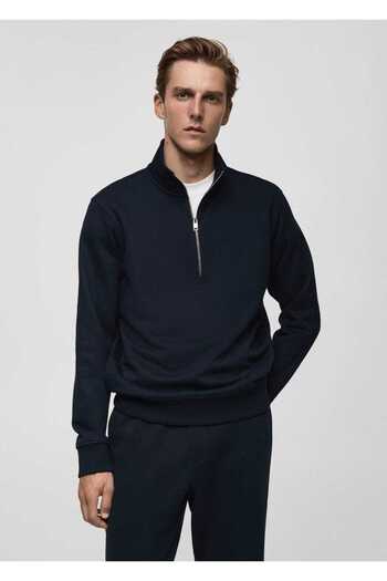 MANGO Man Collar zippered cotton sweatshirt