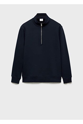 MANGO Man Yakası fermuarlı pamuklu sweatshirt
