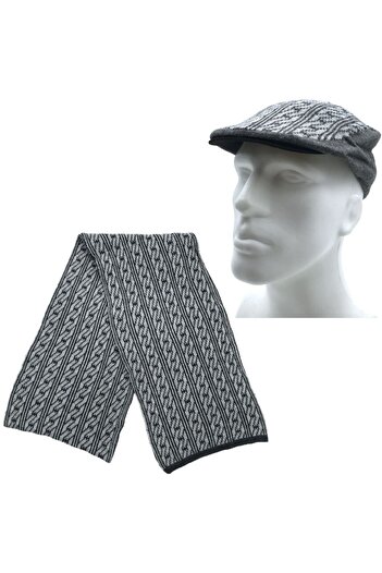AXE SPORTSWEAR Men's Winter Set of 2 - Wool Patterned Cap Hat and Scarf Hat