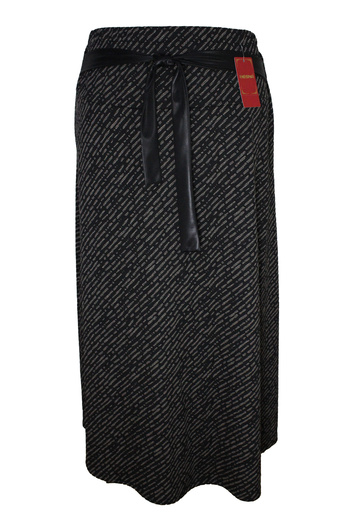 HESNA Women's Winter Plus Size Mixed Plaid Pattern Black Skirt
