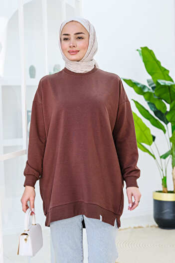 LOCCO Brown Oversize Tunic - Women's Embroidered