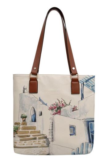 Dogo Women's Vegan Leather Navy Blue Shoulder Bag - Paperflower Design