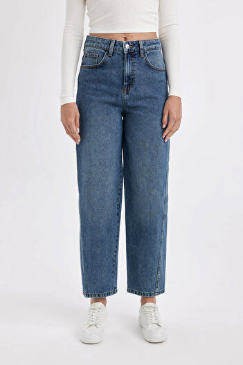 DeFacto Pantaloni de jeans cu talie înaltă, până la gleznă, crocodil