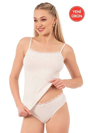ÖZKAN underwear Özkan 27043 Women's Viscose Camisole Flexible Comfortable Athlete Panties Underwear Set