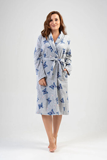 luvise Women's Fleece Plus Size Sal Collar Long Sleeve Long Pocket Dressing Gown