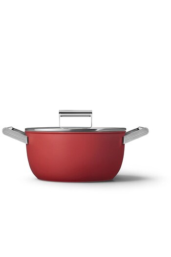 SMEG Cookware 50's Style Prıma Red 4-Piece Pot & Pan Set