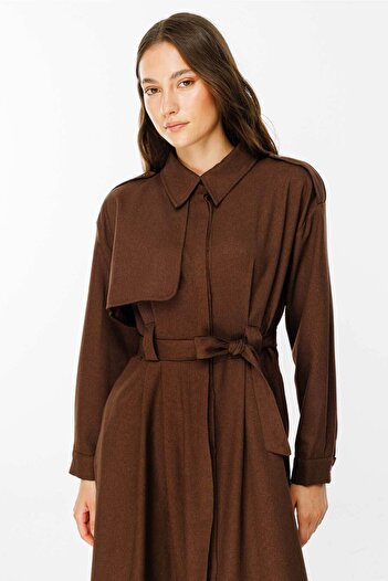 Hooopstore Premium Trench Καφέ Φόρεμα