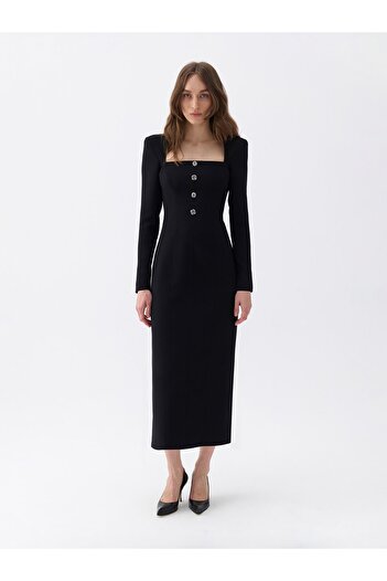 Nocturne Square Collar Midi Dress