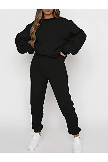 Revasser Unisex Γυναικείες/Ανδρικές μονόχρωμες βαμβακερές στάμπες Oversize Jogger φούτερ στο κάτω μέρος