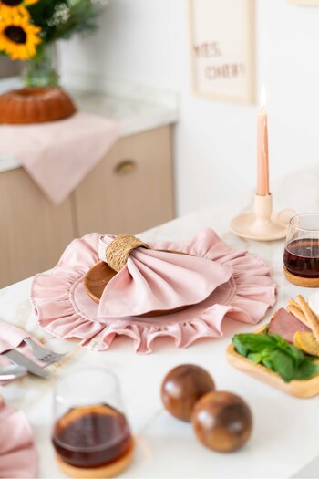 KaiHome Set of 4 100% Linen Fabric Pink Napkins