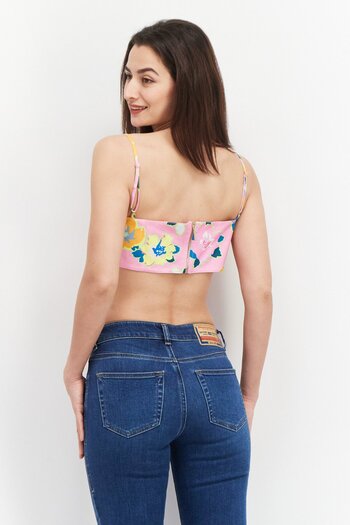Gbemi Women Square Neck Sleeveless Floral Print Top, Pink Combo