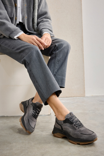Ziya Genuine Leather Women's Sneakers - 1431000 Z3389 Anthracite