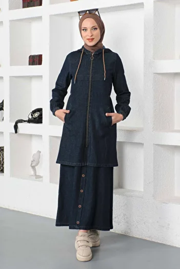 Modamihram Džínsový oblek so sukňou Dark Denim 19500