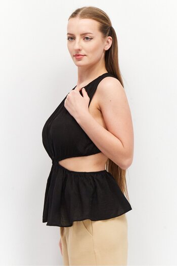Asos Design Women Round Neck Sleeveless Cropped Tops, Black