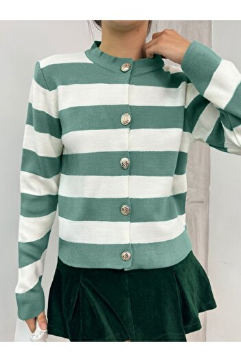 Modamorfo Short Cardigan with Ringelli Metal Buttons