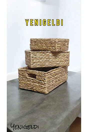 Yenigeldi Кошница от 3 естествени плетени изделия, нова, 2400383