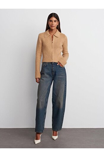 Moda Asrın Arkası Kuşaklı Balon Denim Pantolon-Tint