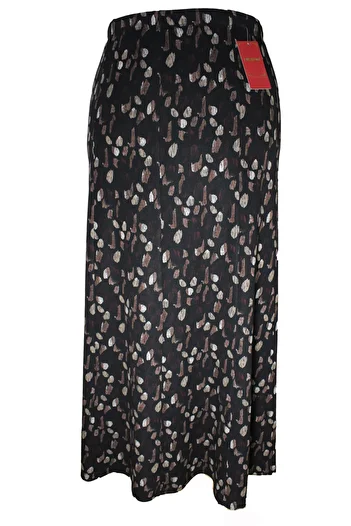 HESNA Women's Large Size 8 Piece Seasonal Patterned Black Skirt