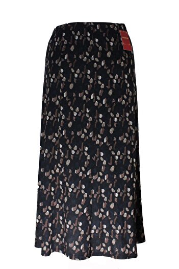 HESNA Women's Large Size 8 Piece Seasonal Patterned Black Skirt