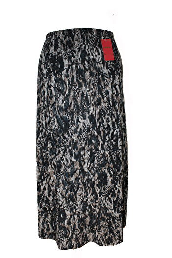 HESNA Women's Large Size 8 Piece Seasonal Patterned Black Skirt