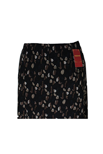 HESNA Women's Large Size 8 Piece Seasonal Patterned Black Skirt