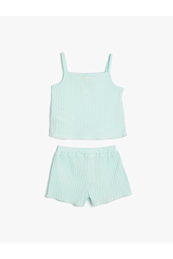 Koton Set tricou și pantaloni scurți cu șanțuri - Detaliu snap
