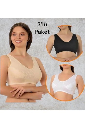 SATTENS Women's Plus Size Bra 3-Piece Cotton Combed Cotton Half Tank Mother Bra