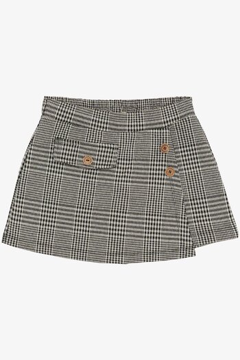 Breeze 6-12 Years Girl's Shorts Skirt - Plaid Pattern and Button Accessory, Mixed Color