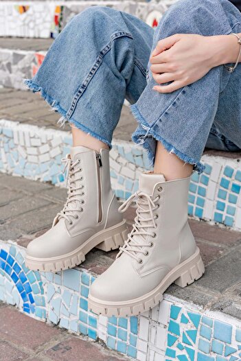 Freemax Beige Women's Boots - Waterproof and Cold-Proof, Full Fur Non-Slip Rubber Sole, Guaranteed Winter