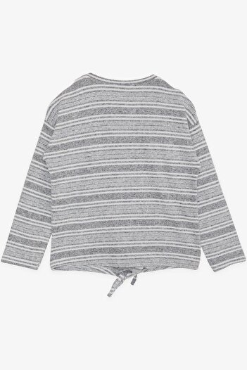 Breeze Girl's Knitwear Sweater Sequined Heart Printed Text Embroidered 9-14 Years, Gray Melange