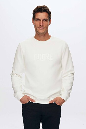 Twn Φούτερ με στάμπα εκρού Slim Fit