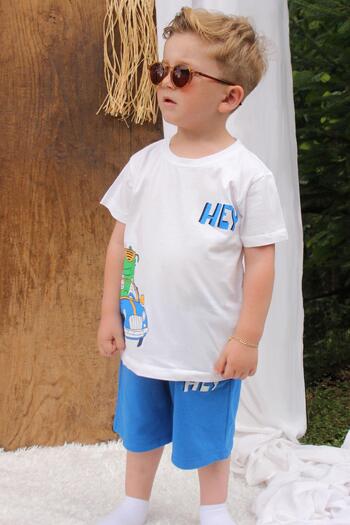 Breeze 1.5-5 Years Old Boy's Shorts Set - Cool Dinosaur Printed, Ecru