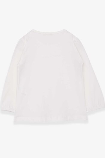 Breeze Girl's Long Sleeve T-Shirt Ruffled, Age 3-8, Ecru