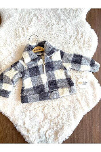 FEKRA BABY Baby Checkered Plush Coat