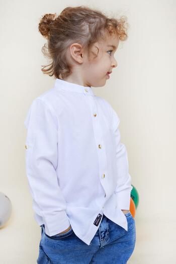 Breeze Boy's Shirt Embroidered Buttoned 3-7 Years, White