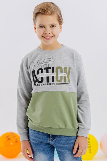 Breeze Girls & Boys Boy's Sweatshirt with Text Printed, Age 8-12, Light Gray Melange