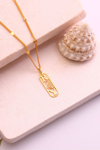 Nox Jewelry 925 Ayar Gümüş Kişiye Özel Hilal ve Ay Temalı Harf Kolye - CN00373