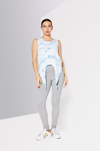 Dkny Jeans Women Round Neck Sleeveless Tie Dye Top, Blue Combo