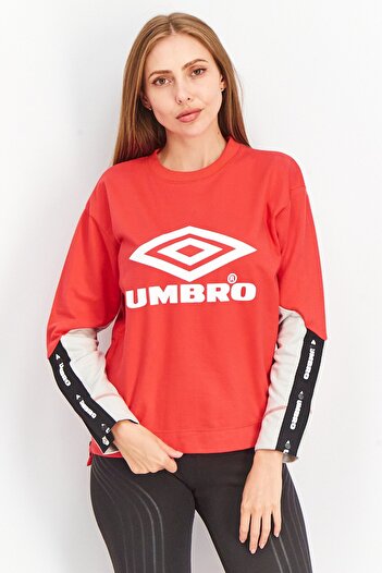 UMBRO Women Sportswear Fit Brand Logo Sweatshirt, Red