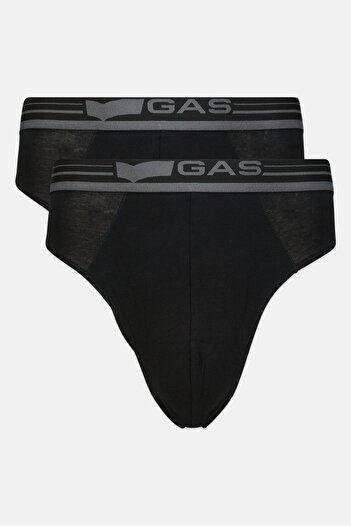 GAS Men 2 Pieces Brand Logo Pull On Brief, Black