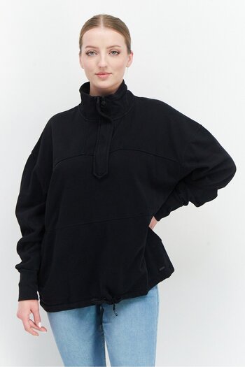 O'Neill Women High Neck Long Sleeve Plain Sweatshirt, Black