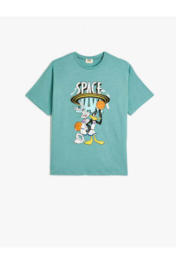 Koton Koszulka Space Jam, licencjonowana, bawełniana koszulka z krótkim rękawem i okrągłym dekoltem