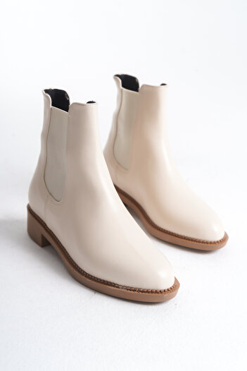 Santamarina Γυναικεία Vanessa Beige Skin Rubber Λεπτομερή κοντά μποτάκια