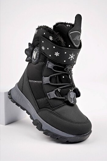 McDark Black Furry Girl's Boots