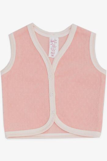Breeze Baby Girl Velvet Vest Buttoned 0-3 Months-9 Months, Salmon