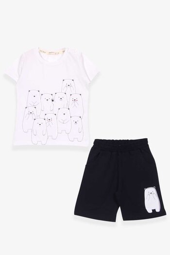 Breeze Baby Boy Shorts Set Polar Bear Printed 9 Months-3 Years, White