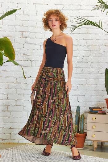 Los banditos Loose Ethnic Patterned Asymmetrical Skirt