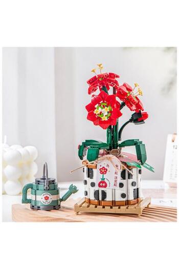 hak-iş oyuncak Micro Building Block with Flowers in a Buildable Pot Celebration Gift 703 Pieces